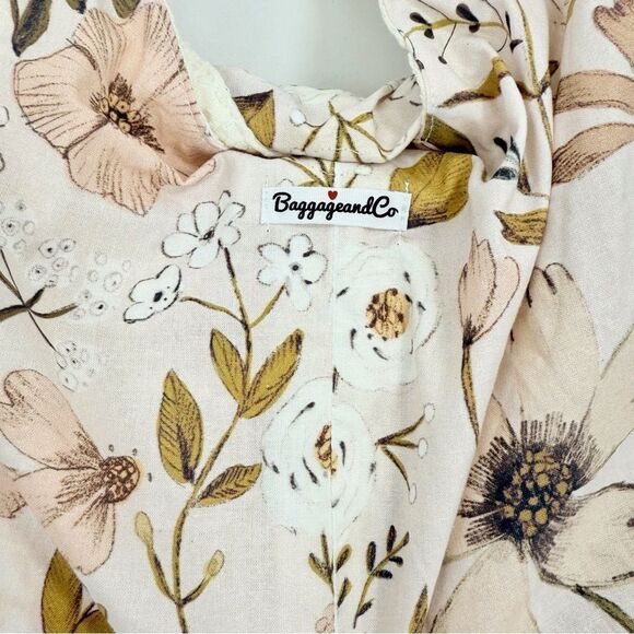 Baggagean and Co. Pink Floral Cream Waffle Knit Soft Reversible Fabric Hobo Bag - Picture 11 of 16